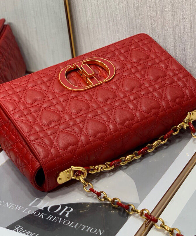 Christian Dior Medium Dior Caro Bag Red